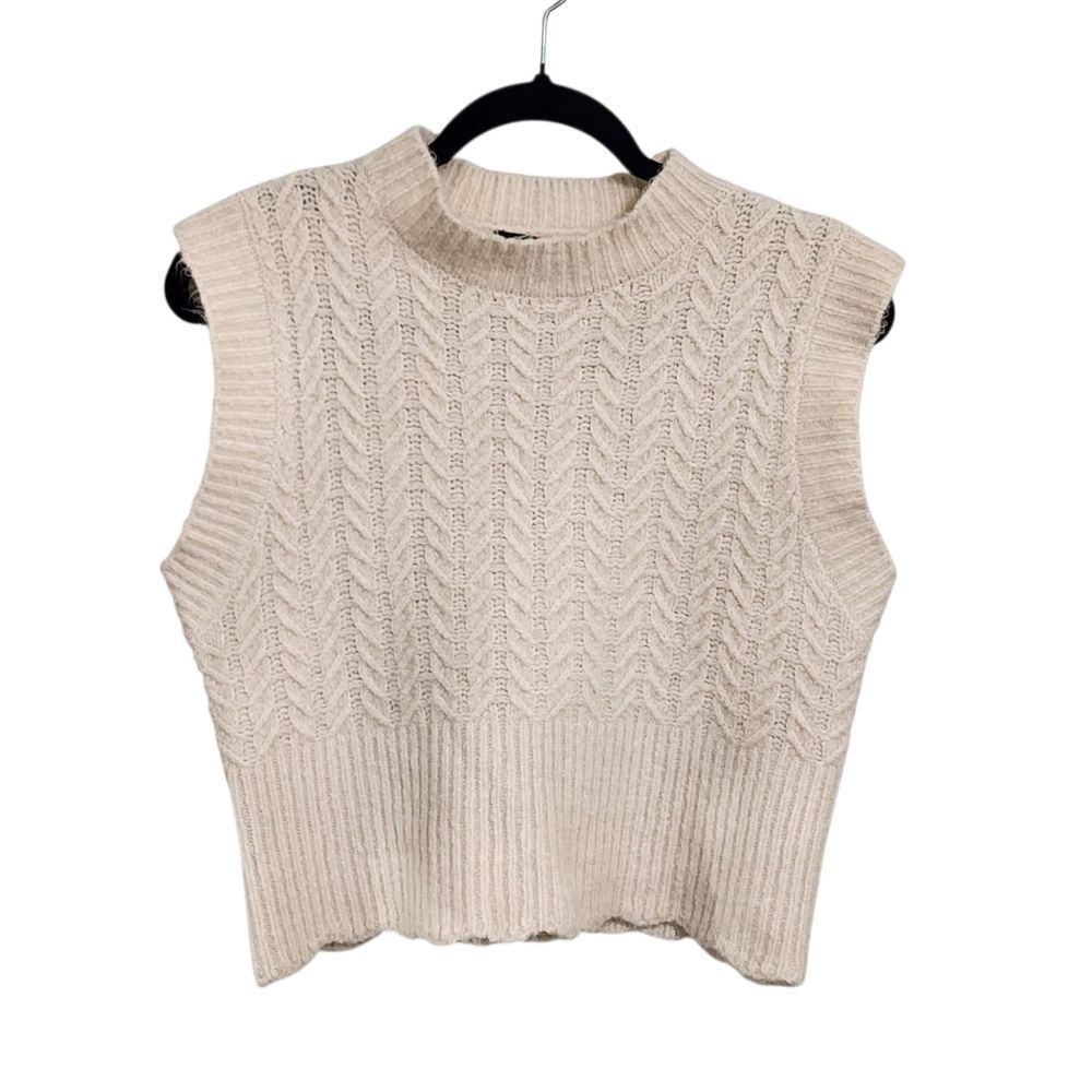 Womens Sweater Vest Top M Fisherman Cable Knit Acedamia Indie Granola Goblin
